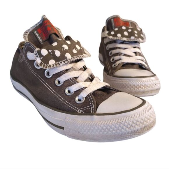 Converse CTAS Gray and White Polka Dot Double Tongue Sneakers Size 7 - Picture 1 of 15